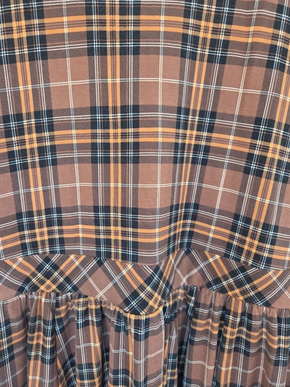 Torrid midi dress size 3X brown/black plaid short sleeves stretch jersey cottage - Picture 2 of 10